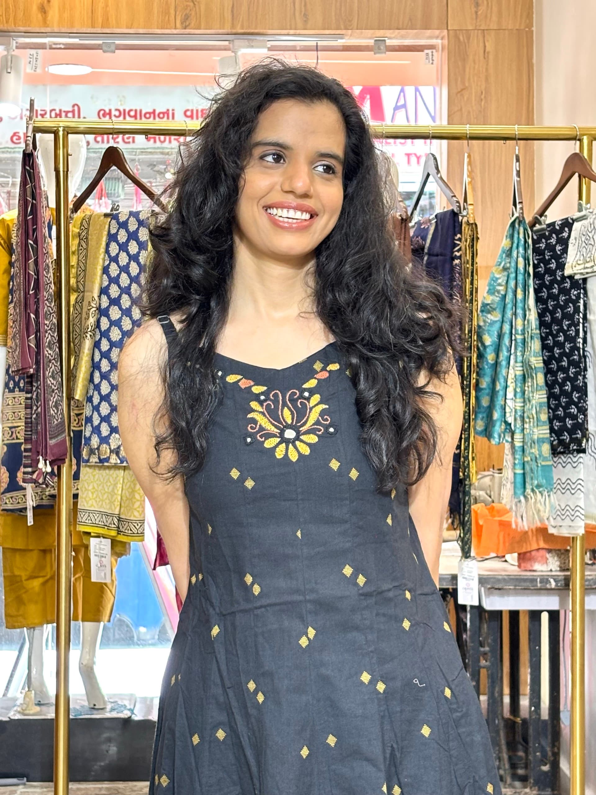 Model wearing ANSE premium ethnic wear kurti collection